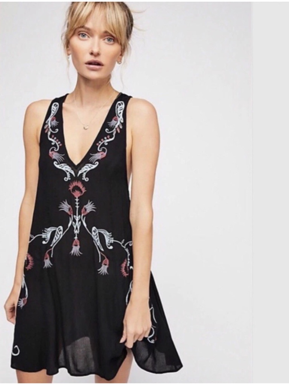 Free People Adelaide Embroidered Floral Festival Slip Dress• Large
